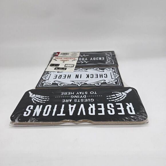 Halloween Spooky Signs Set Of 3 Haunted Hotel House Wall Decorations Black - Picture 6 of 7